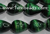 CTE1033 15.5 inches 15*20mm teardrop dyed green tiger eye beads