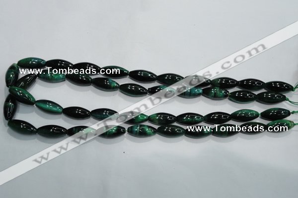 CTE1036 15.5 inches 8*18mm rice dyed green tiger eye beads