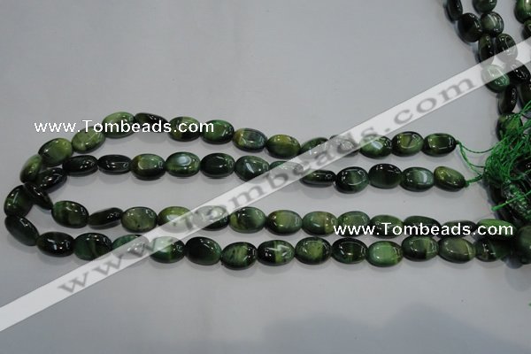 CTE1048 15.5 inches 10*14mm oval dyed green tiger eye beads