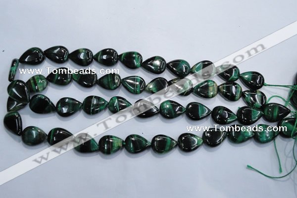 CTE1055 15.5 inches 13*18mm flat teardrop dyed green tiger eye beads