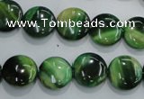 CTE1062 15.5 inches 12mm flat round dyed green tiger eye beads