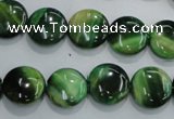 CTE1062 15.5 inches 12mm flat round dyed green tiger eye beads