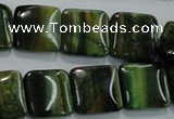 CTE1072 15.5 inches 15*15mm square dyed green tiger eye beads