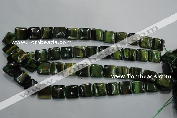 CTE1072 15.5 inches 15*15mm square dyed green tiger eye beads