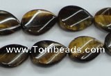 CTE109 15.5 inches 12*18mm twisted teardrop yellow tiger eye beads