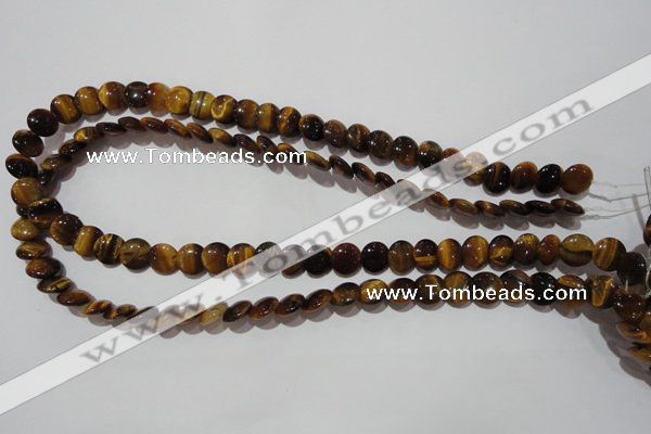 CTE1090 15.5 inches 10mm flat round yellow tiger eye beads