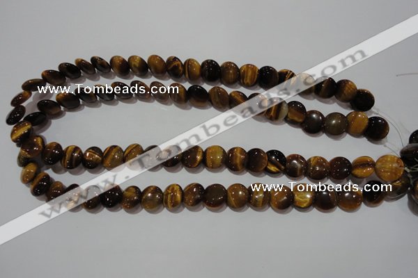 CTE1091 15.5 inches 12mm flat round yellow tiger eye beads