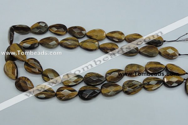 CTE111 15.5 inches 16*22mm faceted & flat teardrop yellow tiger eye beads