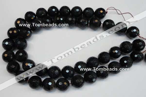 CTE1192 15.5 inches 18mm faceted round blue tiger eye beads