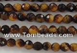 CTE1195 15.5 inches 4mm faceted round yellow tiger eye beads