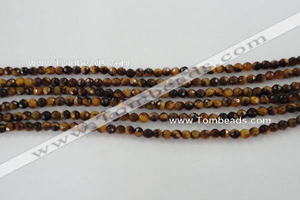 CTE1195 15.5 inches 4mm faceted round yellow tiger eye beads