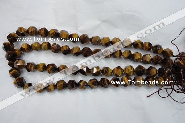 CTE1203 15 inches 12mm faceted nuggets yellow tiger eye beads