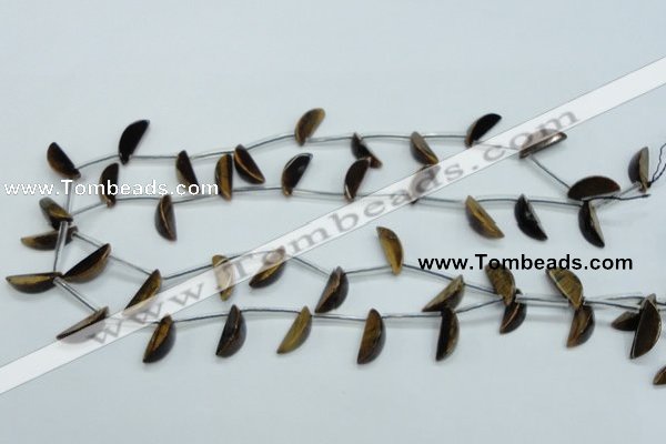 CTE124 6*17mm top-drilled moon yellow tiger eye beads wholesale