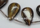 CTE125 16*26mm top-drilled flat teardrop yellow tiger eye beads wholesale