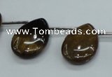 CTE126 18*25mm top-drilled flat teardrop yellow tiger eye beads wholesale