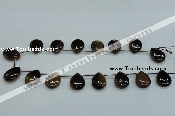 CTE126 18*25mm top-drilled flat teardrop yellow tiger eye beads wholesale