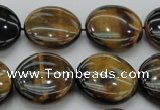 CTE1350 15.5 inches 20mm flat round yellow & blue tiger eye beads