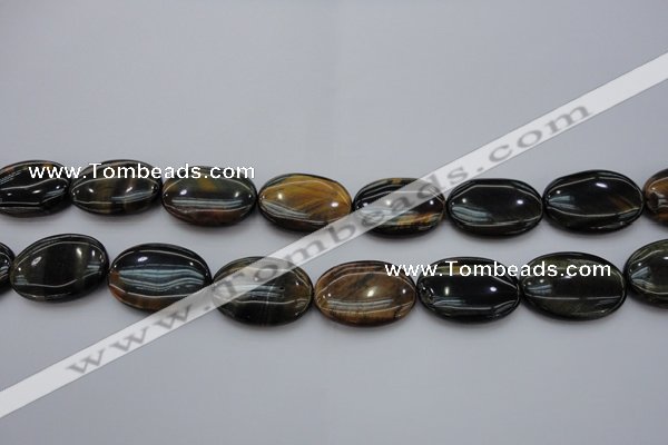 CTE1364 15.5 inches 15*20mm oval yellow & blue tiger eye beads