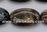 CTE1367 15.5 inches 25*35mm oval yellow & blue tiger eye beads