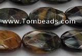 CTE1372 15.5 inches 15*20mm faceted oval yellow & blue tiger eye beads