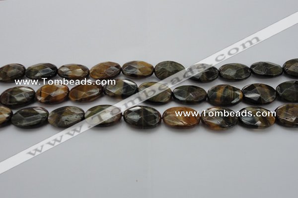 CTE1372 15.5 inches 15*20mm faceted oval yellow & blue tiger eye beads