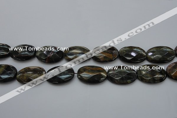 CTE1375 15.5 inches 25*35mm faceted oval yellow & blue tiger eye beads