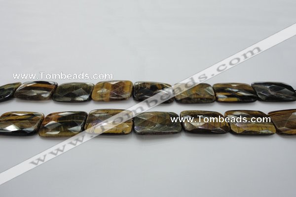 CTE1391 15.5 inches 25*35mm faceted rectangle yellow & blue tiger eye beads