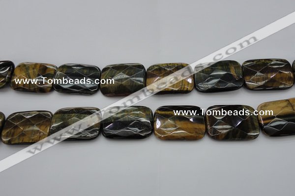 CTE1392 15.5 inches 30*40mm faceted rectangle yellow & blue tiger eye beads