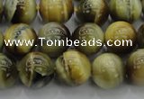 CTE1442 15.5 inches 8mm round golden & blue tiger eye beads