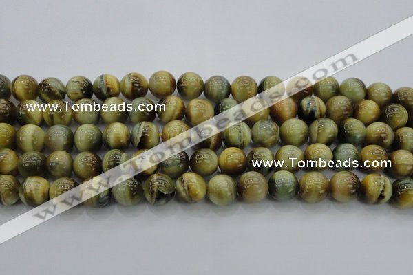 CTE1442 15.5 inches 8mm round golden & blue tiger eye beads