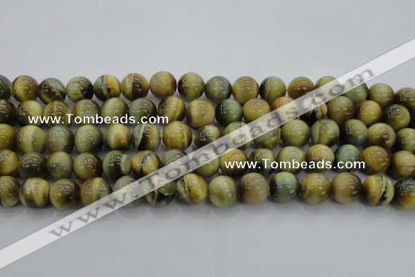CTE1443 15.5 inches 10mm round golden & blue tiger eye beads