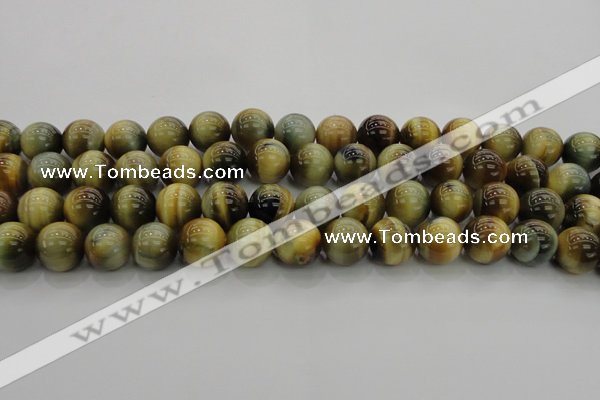 CTE1445 15.5 inches 14mm round golden & blue tiger eye beads