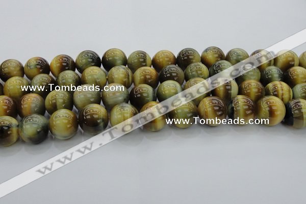 CTE1446 15.5 inches 16mm round golden & blue tiger eye beads