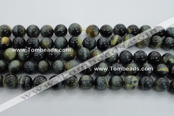 CTE1454 15.5 inches 12mm round golden & blue tiger eye beads