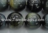 CTE1456 15.5 inches 16mm round golden & blue tiger eye beads