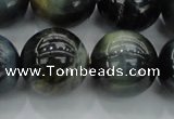 CTE1457 15.5 inches 18mm round golden & blue tiger eye beads