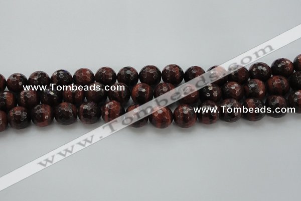 CTE1465 15.5 inches 14mm faceted round red tiger eye beads