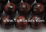 CTE1466 15.5 inches 16mm faceted round red tiger eye beads