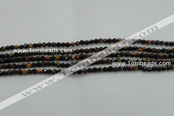 CTE1470 15.5 inches 4mm faceted round mixed tiger eye beads