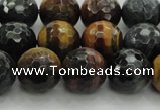 CTE1474 15.5 inches 12mm faceted round mixed tiger eye beads