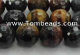 CTE1475 15.5 inches 14mm faceted round mixed tiger eye beads