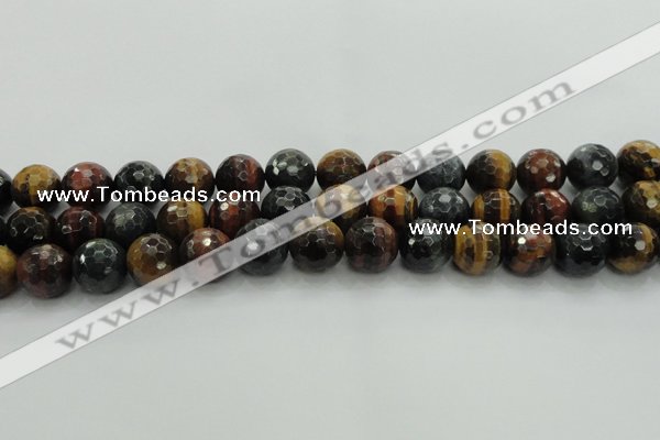 CTE1476 15.5 inches 16mm faceted round mixed tiger eye beads