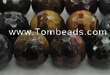 CTE1477 15.5 inches 18mm faceted round mixed tiger eye beads