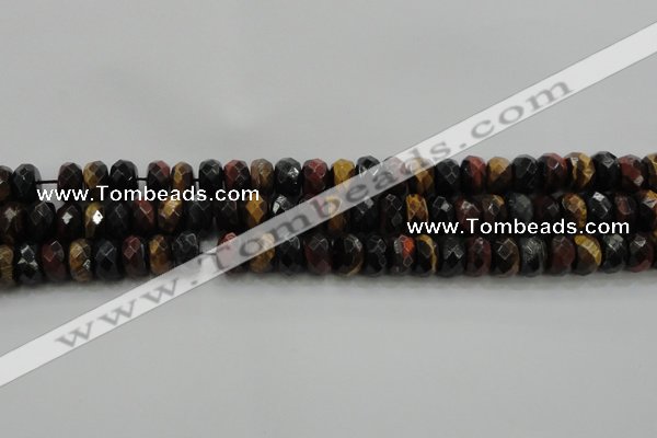 CTE1483 15.5 inches 7*12mm faceted rondelle mixed tiger eye beads