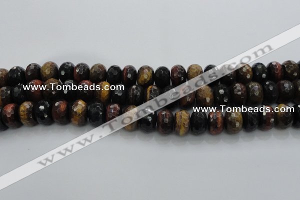 CTE1484 15.5 inches 8*14mm faceted rondelle mixed tiger eye beads