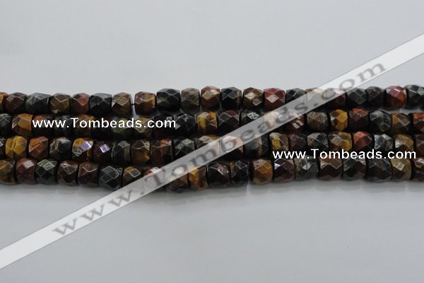 CTE1488 15.5 inches 9*12mm faceted tyre mixed tiger eye beads