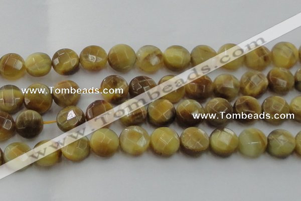 CTE1541 15.5 inches 20mm faceted coin golden tiger eye beads