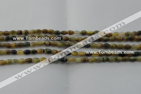 CTE1550 15.5 inches 4*6mm rice golden & blue tiger eye beads wholesale