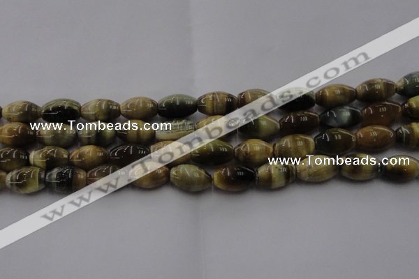 CTE1554 15.5 inches 10*14mm rice golden & blue tiger eye beads wholesale