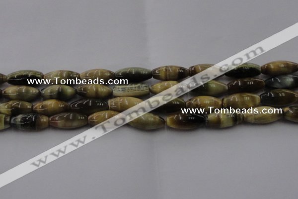 CTE1559 15.5 inches 8*18mm rice golden & blue tiger eye beads wholesale